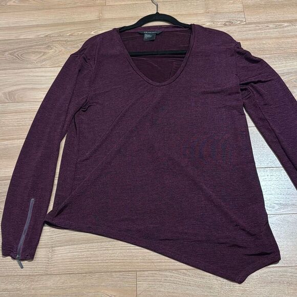 Armani exchange burgundy asymmetrical long sleeve top size large women’s - Picture 2 of 9